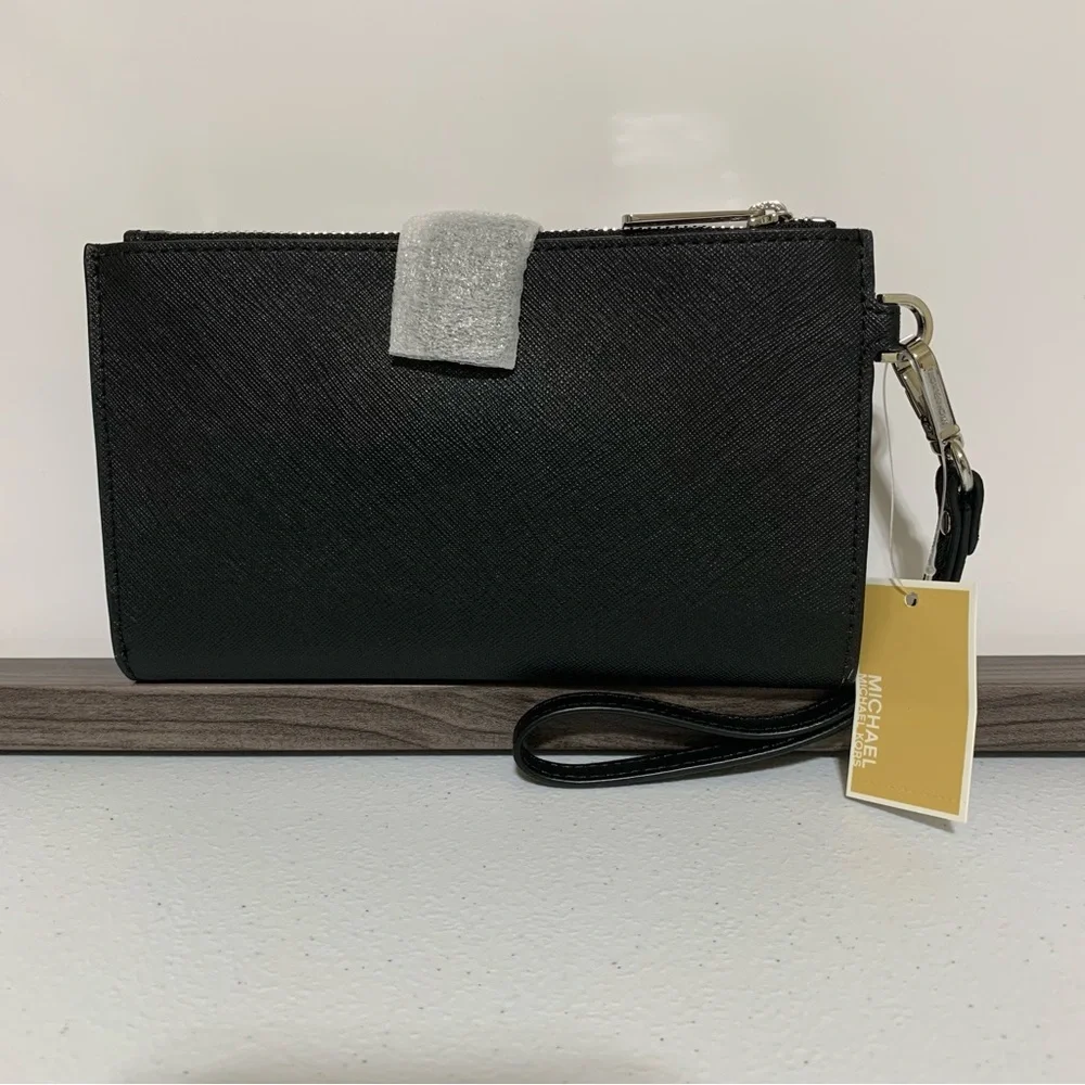 Michael Kors Jet Set Travel LG Double Zip Wristlet Saffiano Leather Wallet-NWT